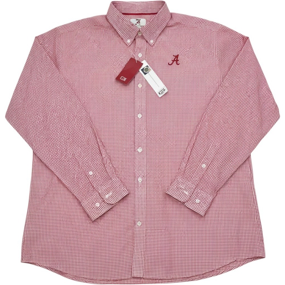 Cutter & Buck Alabama Crimson Tide Red Gingham Button Down Shirt Mens XXL New